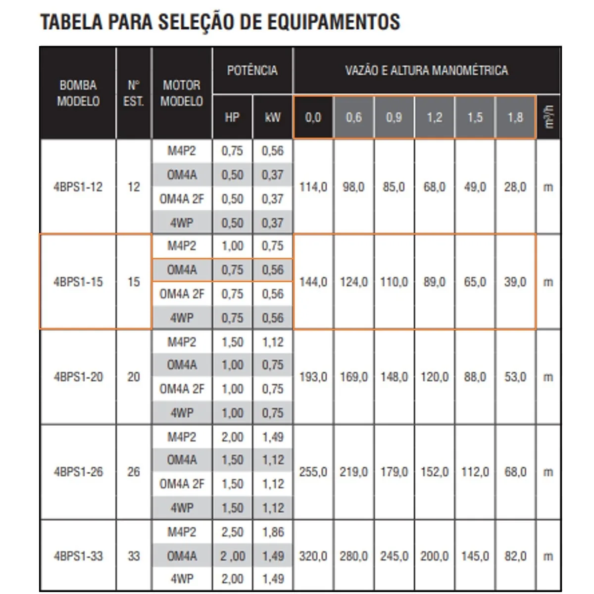 Bomba Submersa Ebara 4BPS1I-20 1 CV Monofásica 220V
