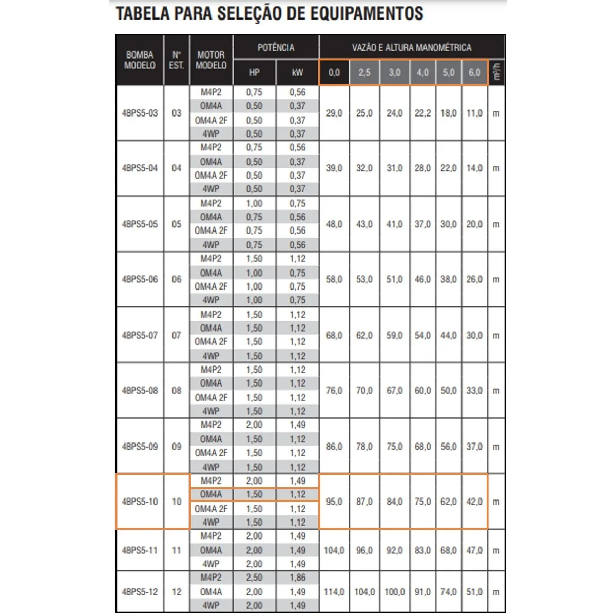 Bomba Submersa Ebara 4BPS5F-10 1,5 CV Monofásica 220V
