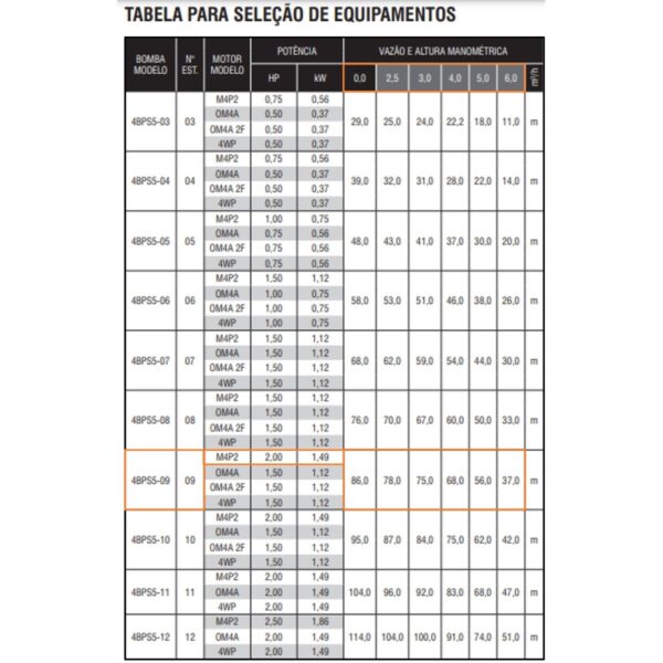 Bomba Submersa Ebara 4BPS5I-9 2 CV Trifásica 220V