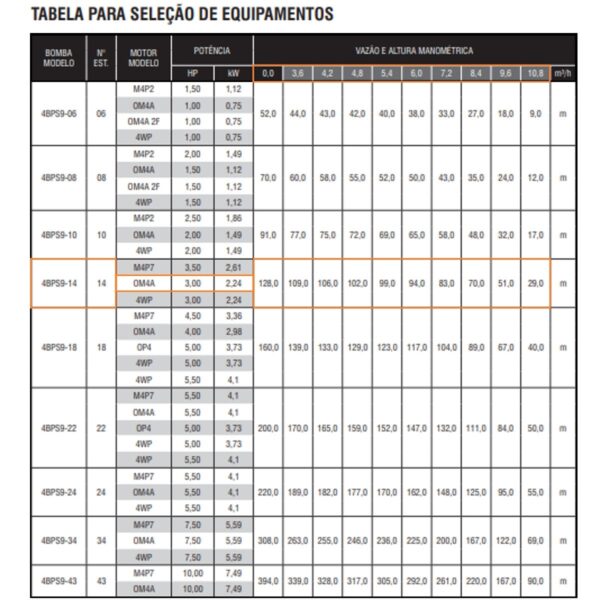 Bomba Submersa Ebara 4BPS9I-14 3 CV Trifásica 220V