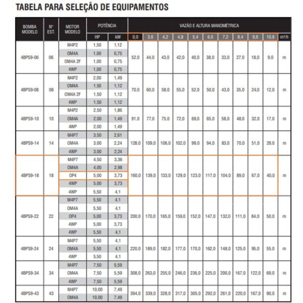 Bomba Submersa Ebara 4BPS9I-18 4 CV Monofásica 220V