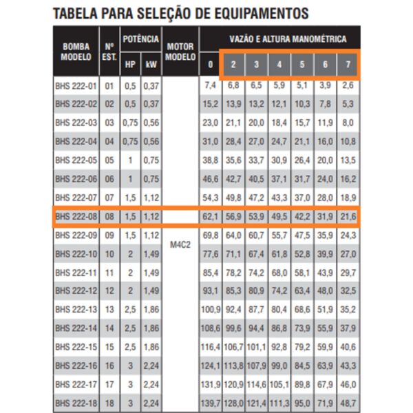 Bomba Submersa Ebara BHS 222-8 1,5 CV  Trifásica 380V