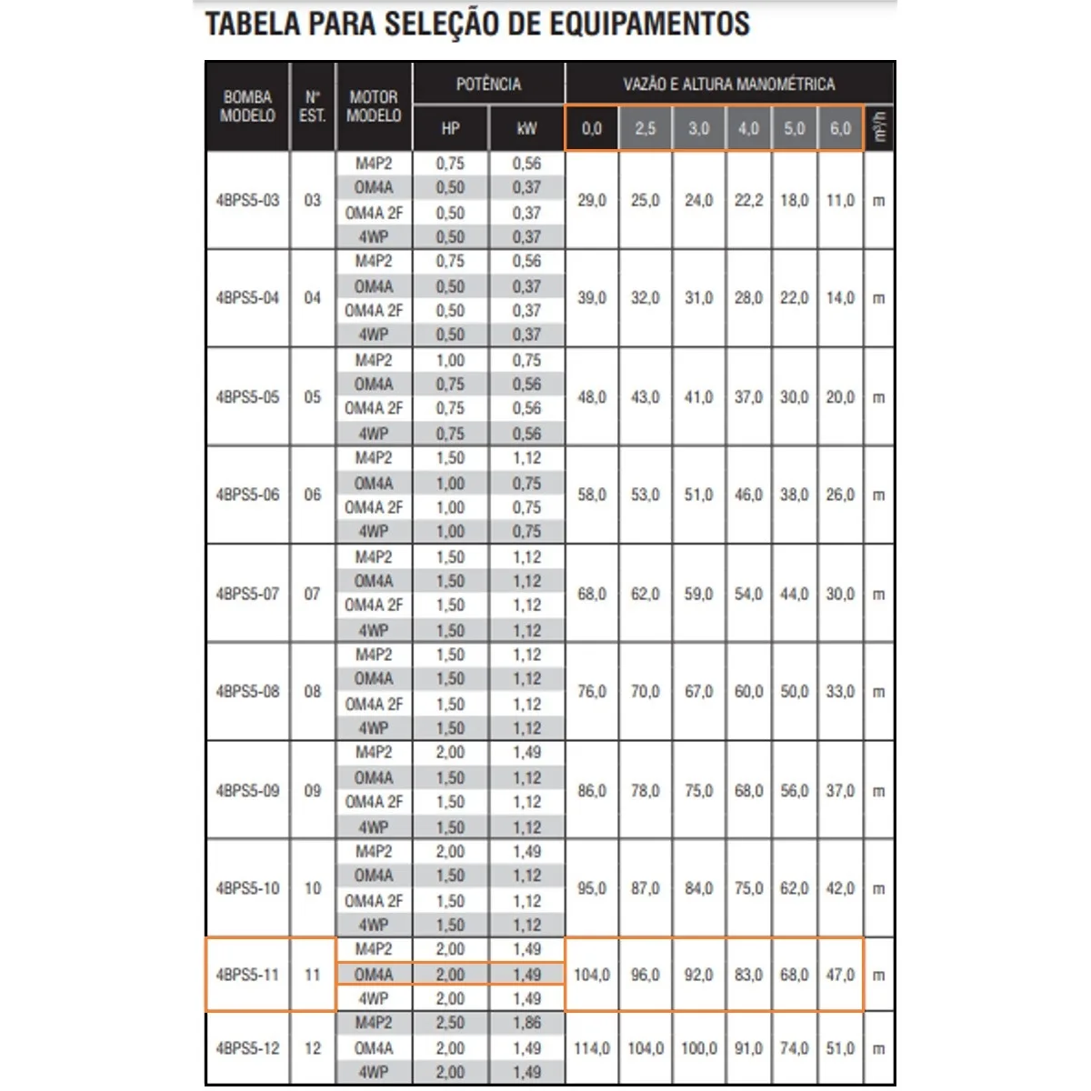 Bomba Submersa Ebara Op4 4bps5i-11 2 CV Monofásica 220V