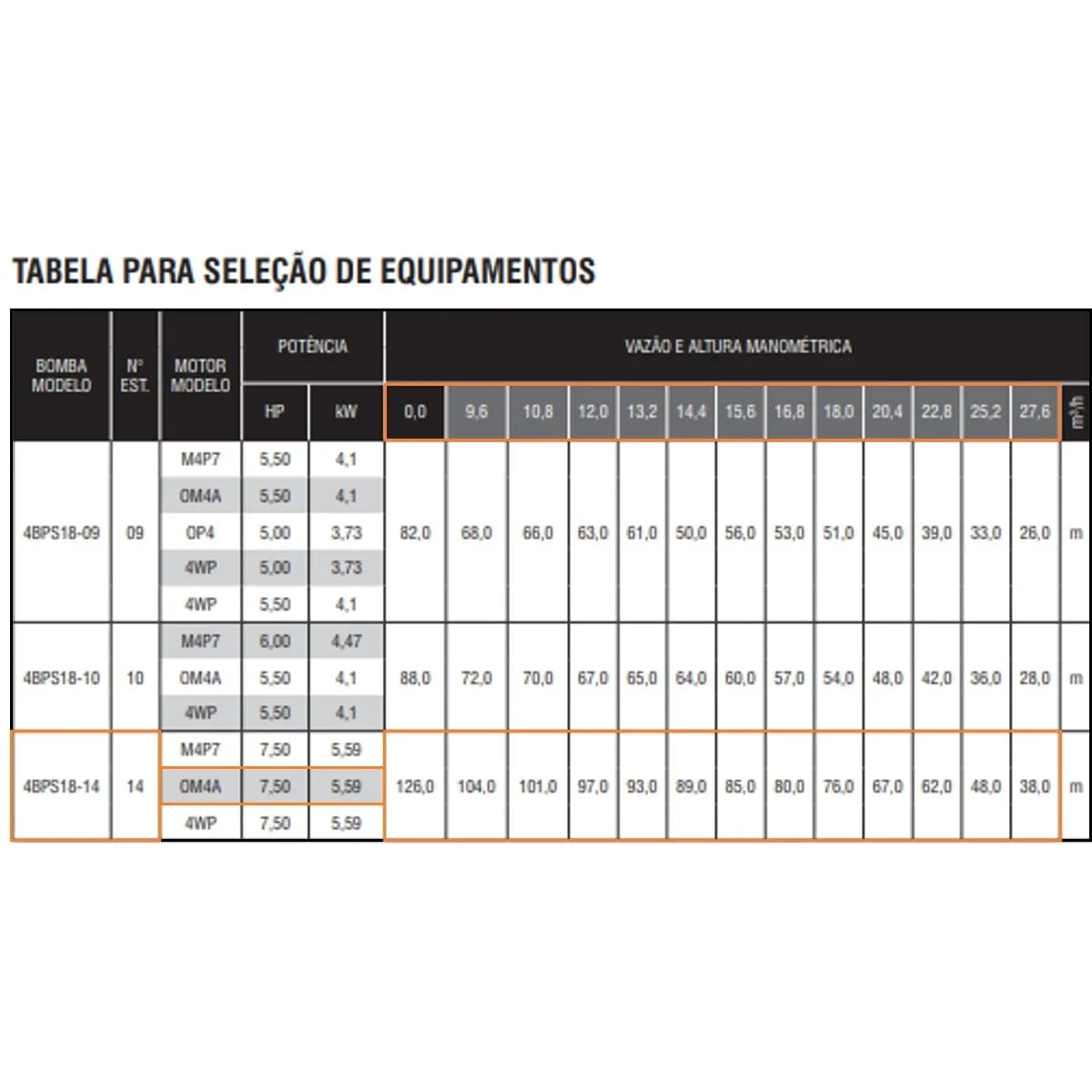 Bomba Submersa Ebara 4BPS18I-14 7,5 CV Trifásica 220V