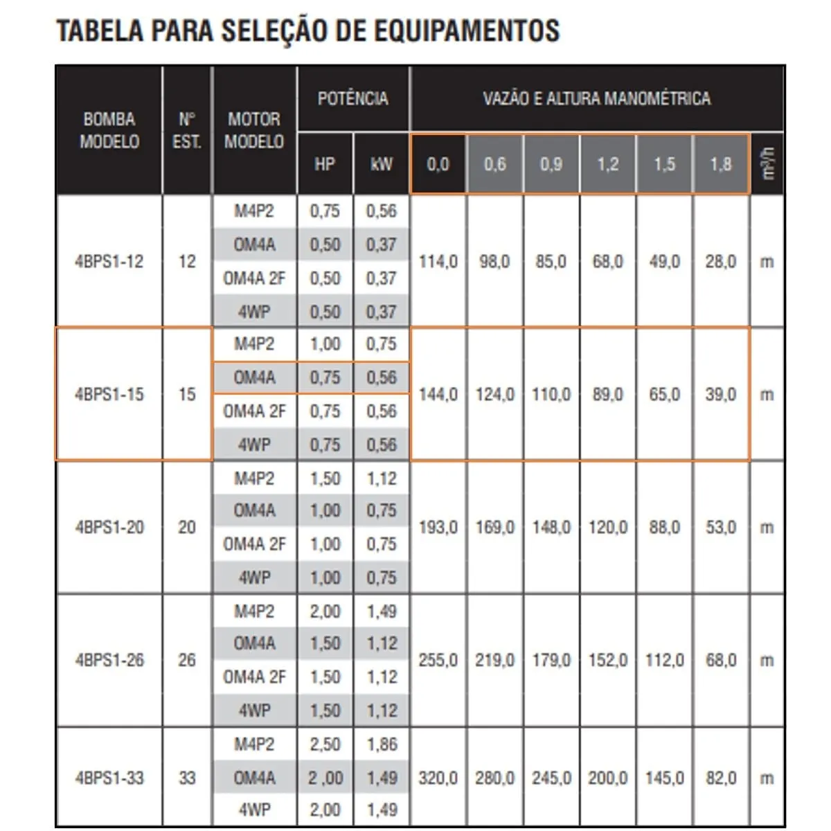 Bomba Submersa Ebara 4BPS1I-20 1 CV Monofásica 220V - Imagem 2