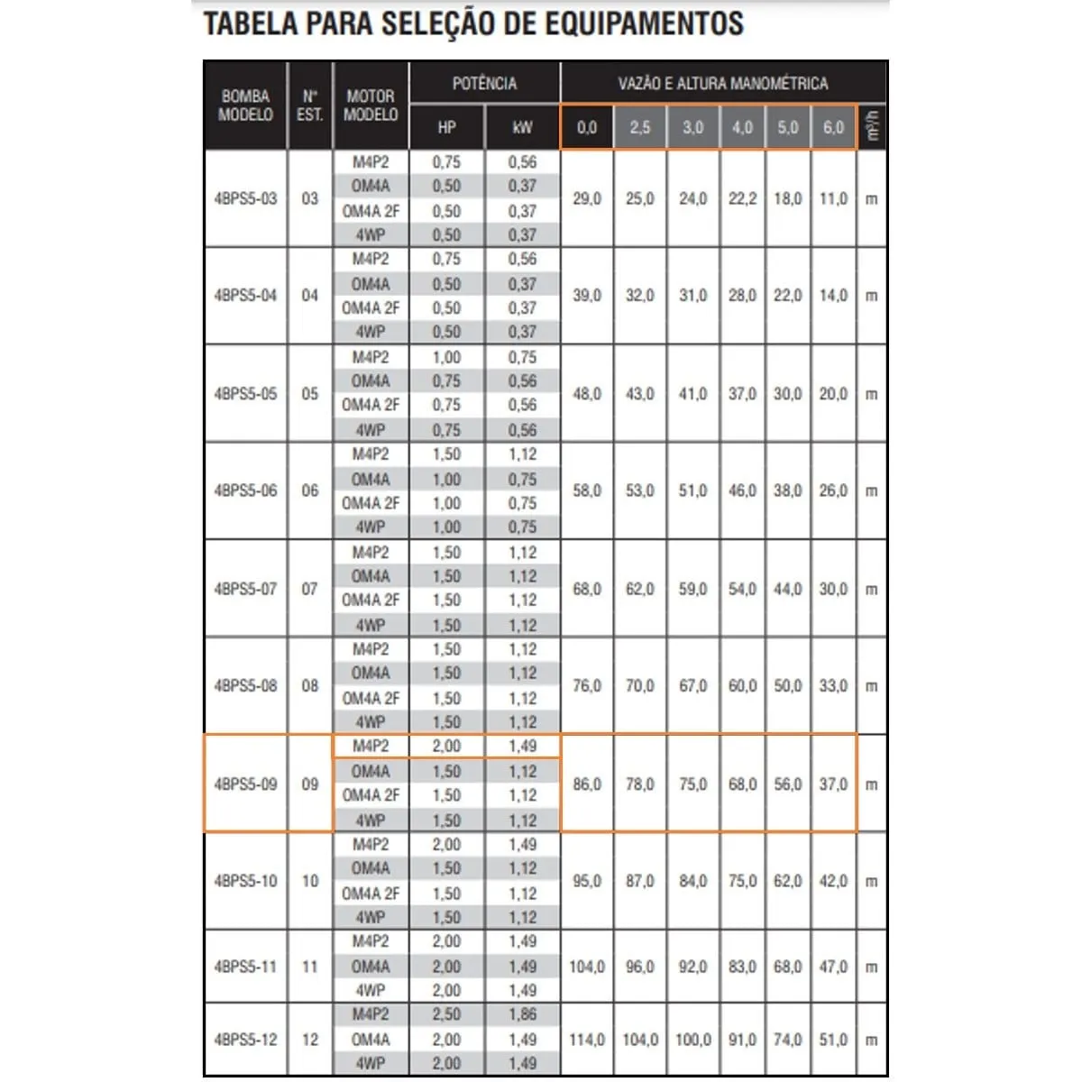 Bomba Submersa Ebara 4BPS5I-9 2 CV Trifásica 220V - Imagem 2